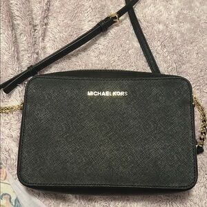 Michael Kors Black Textured Crossbody Bag